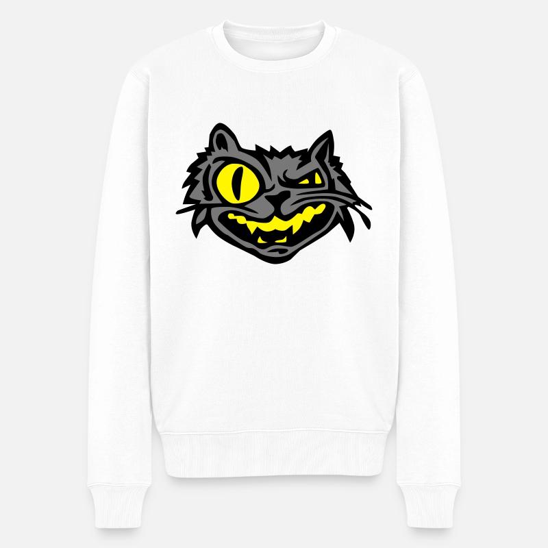tête de chat en colère - Pull Premium bio Homme - blanc
