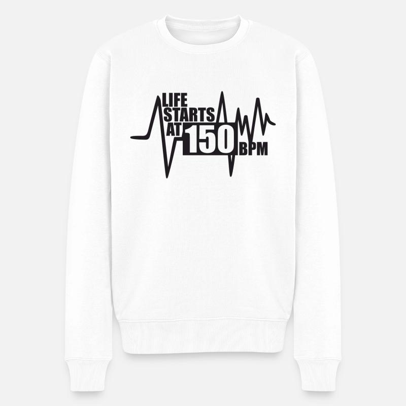 Das Leben beginnt bei 150 BPM - Männer Premium Bio Pullover - Weiß