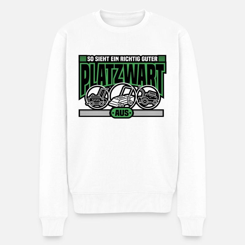 Platzwart Greenkeeper Rasenflüsterer Geschenk - Männer Premium Bio Pullover - Weiß