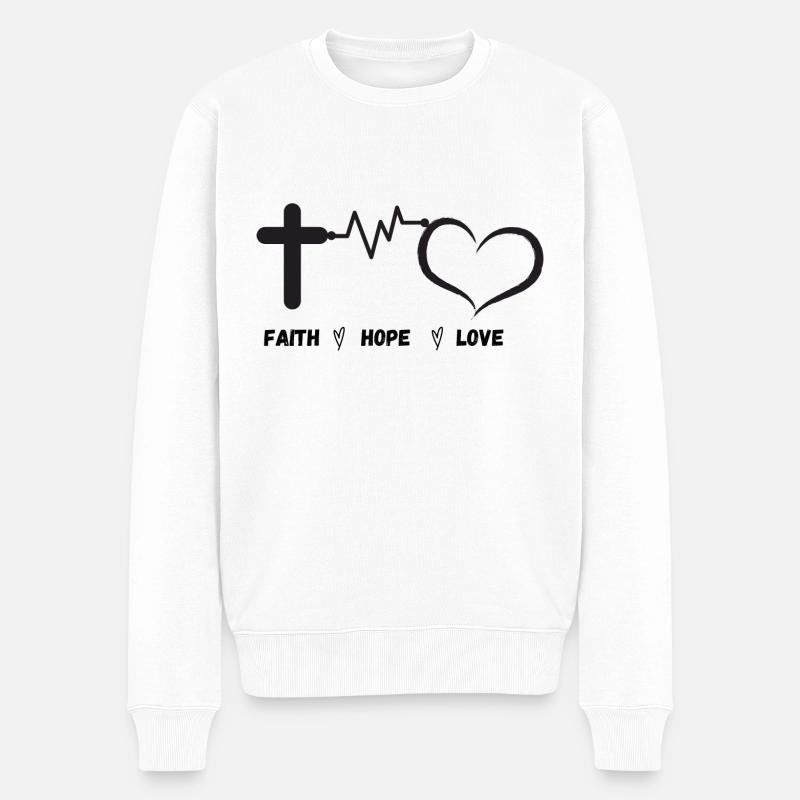 Faith Hope Love - Männer Premium Bio Pullover - Weiß