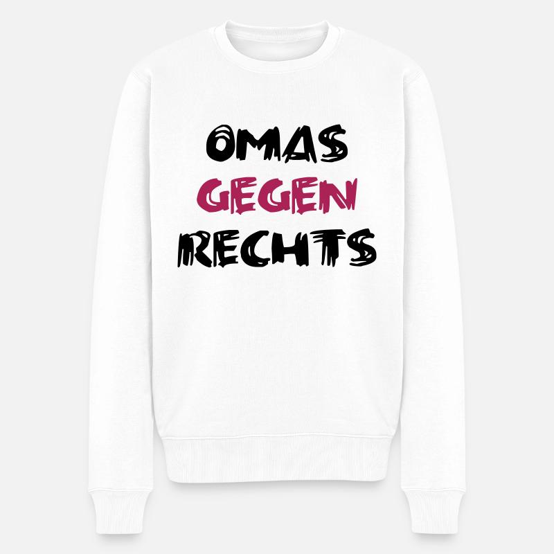 Omas gegen Rechts mittig - Männer Premium Bio Pullover - Weiß