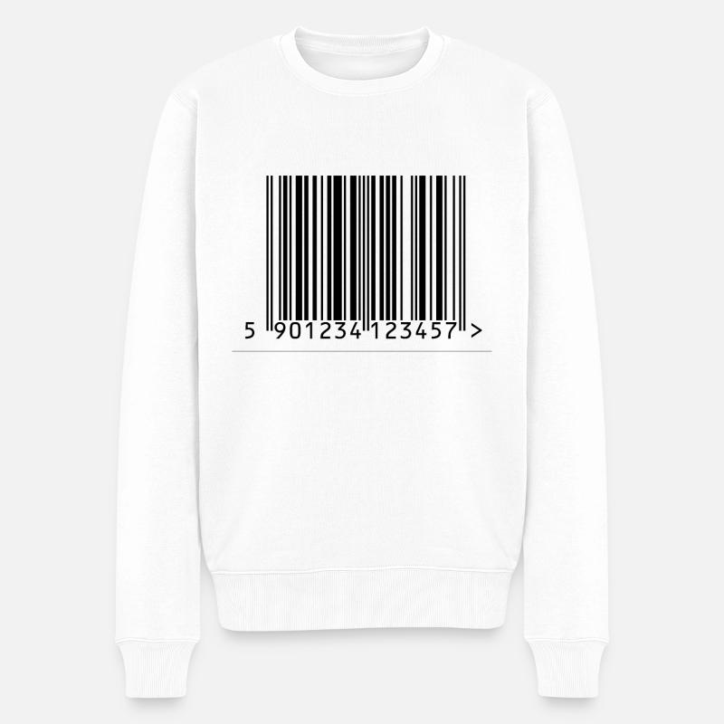 Conception de codes à barres - Pull Premium bio Homme - blanc