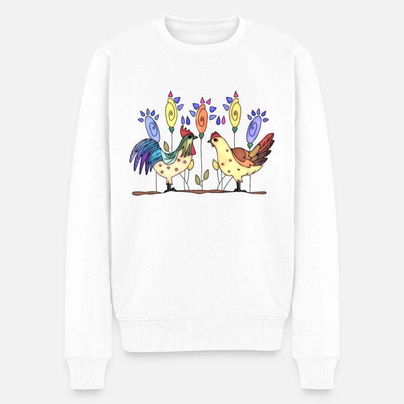 Henne und Hahn - Männer Premium Bio Pullover - Weiß