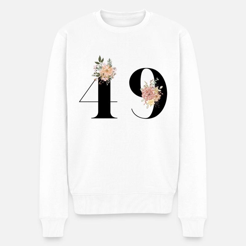 49e anniversaire fleuris (Cadeau de 49 ans) - Pull Premium bio Homme - blanc
