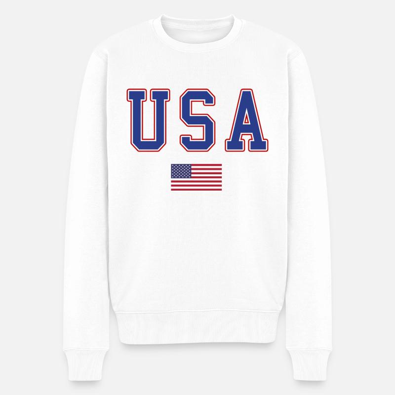 usa flagge schrift - Männer Premium Bio Pullover - Weiß