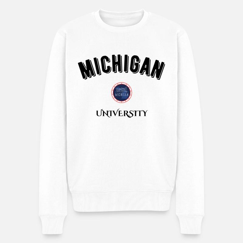Michigan Universität - Männer Premium Bio Pullover - Weiß