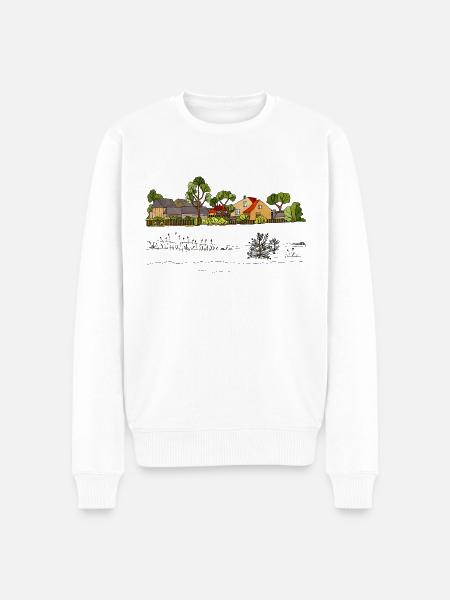 Ländliche Landschaft - Männer Premium Bio Pullover - Weiß