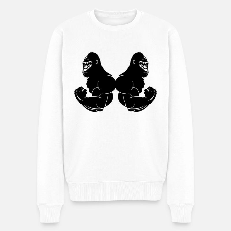 gorillas strong - Männer Premium Bio Pullover - Weiß