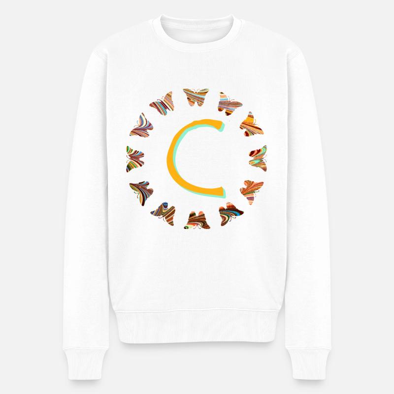 Lépidoptères E 56 C - Pull Premium bio Homme - blanc