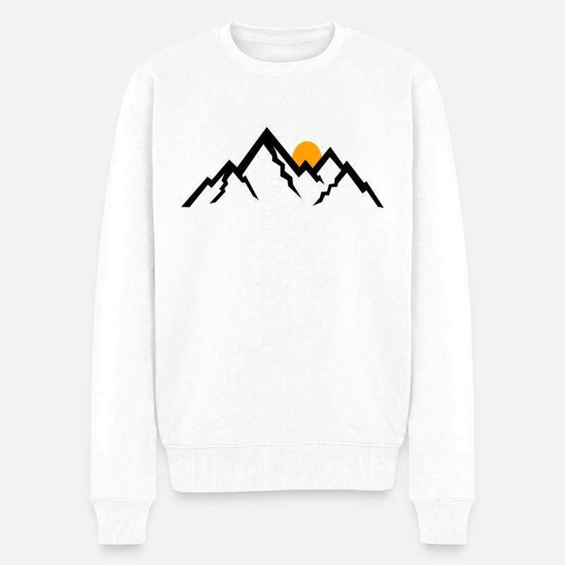 Berge Berg Sonnenuntergang Wandern - Männer Premium Bio Pullover - Weiß