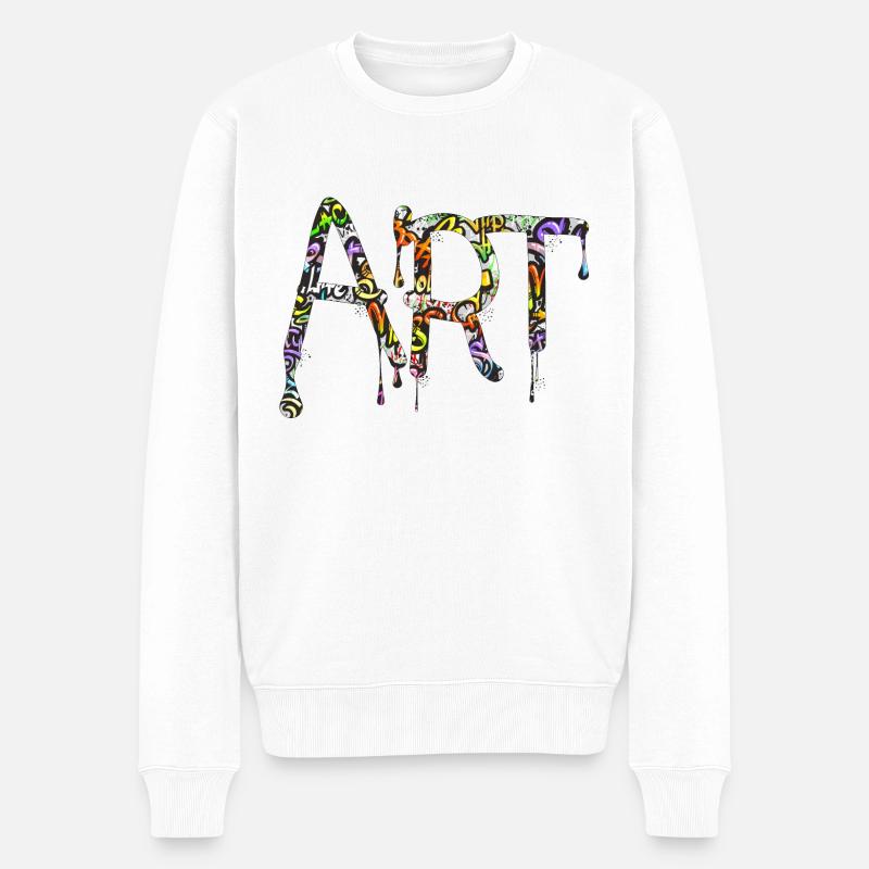 Graffiti-Stil Splash Hip-Hop-Farben Malerfarbe - Männer Premium Bio Pullover - Weiß