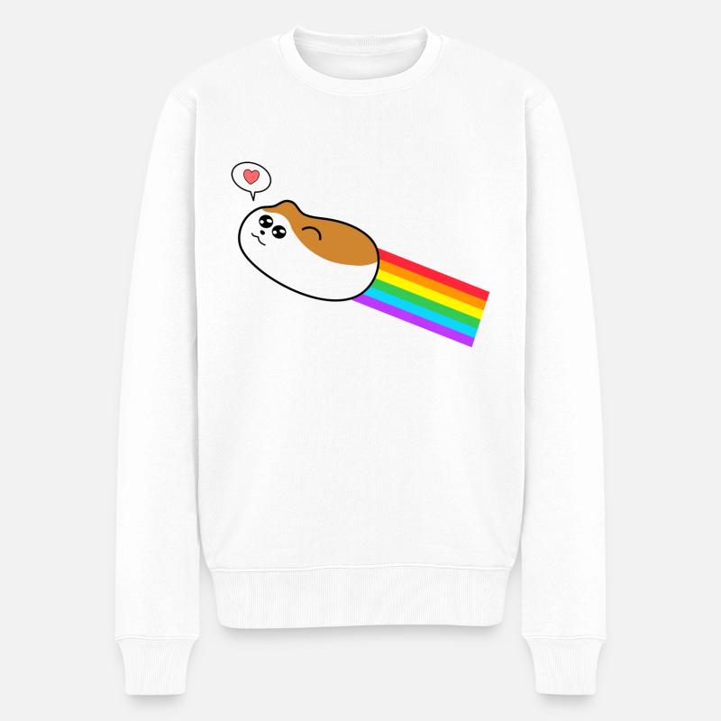 Hamster mit Regenbogen - Männer Premium Bio Pullover - Weiß