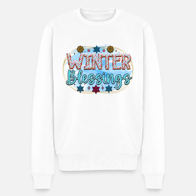 Segen des Winters - Männer Premium Bio Pullover - Weiß
