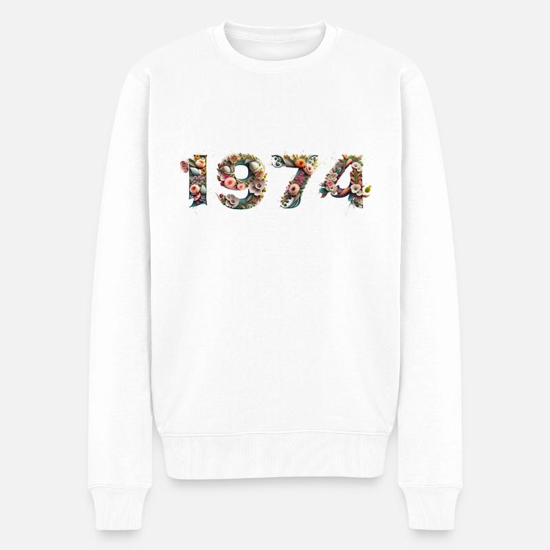 Vintage 1974 - Männer Premium Bio Pullover - Weiß
