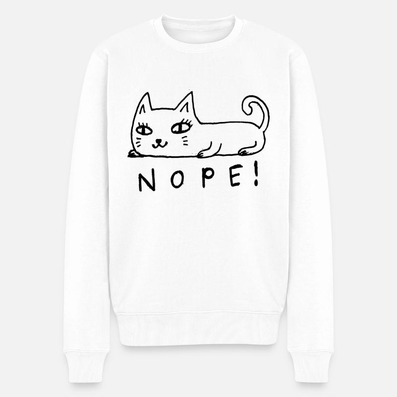 Nope Katze - Männer Premium Bio Pullover - Weiß