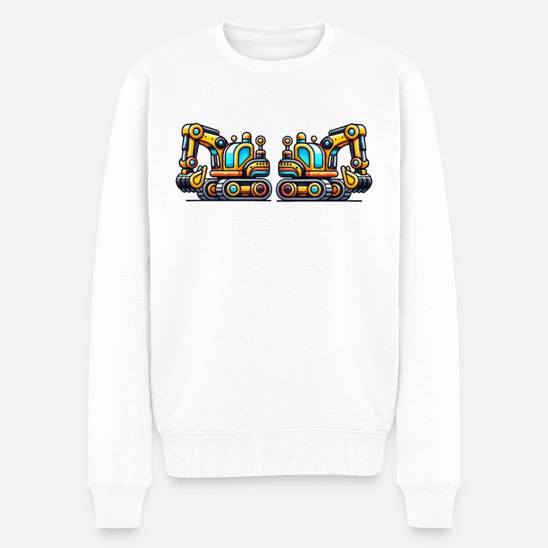 Bagger - Männer Premium Bio Pullover - Weiß