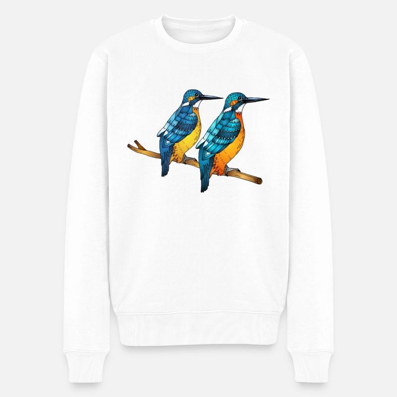 Bunte Vögel - Männer Premium Bio Pullover - Weiß