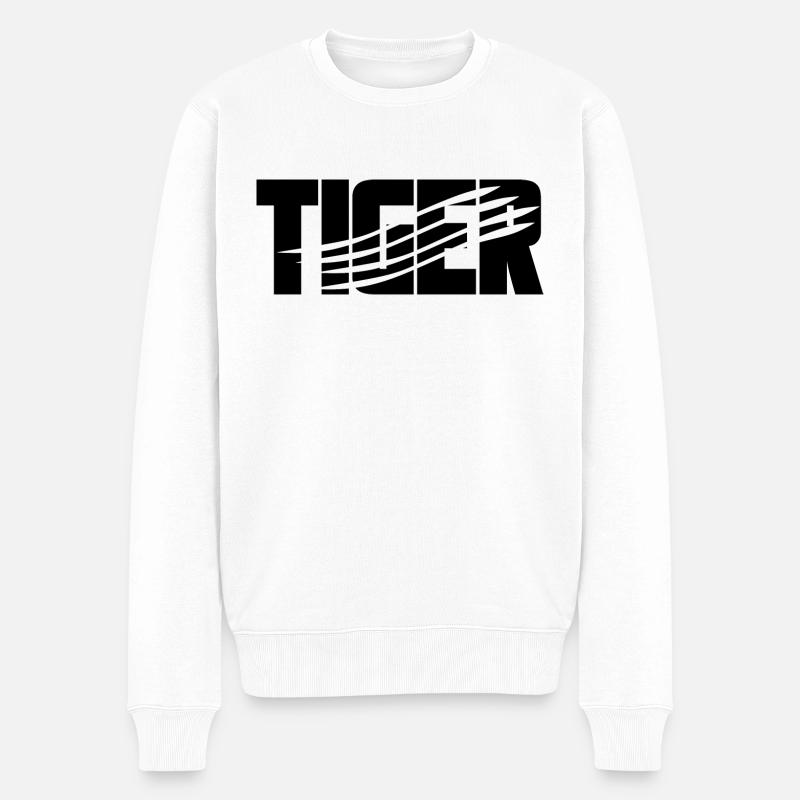 Tiger Krallen Kratzspuren - Männer Premium Bio Pullover - Weiß