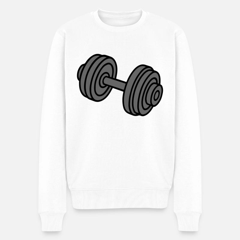 Hantel Gewichte Symbol - Männer Premium Bio Pullover - Weiß