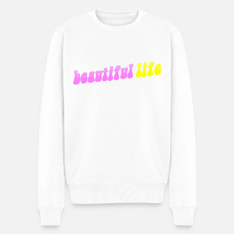 Beautiful life retro fun - Männer Premium Bio Pullover - Weiß
