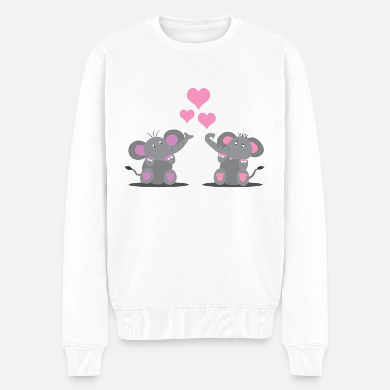 Elephants in Love - Pull Premium bio Homme - blanc