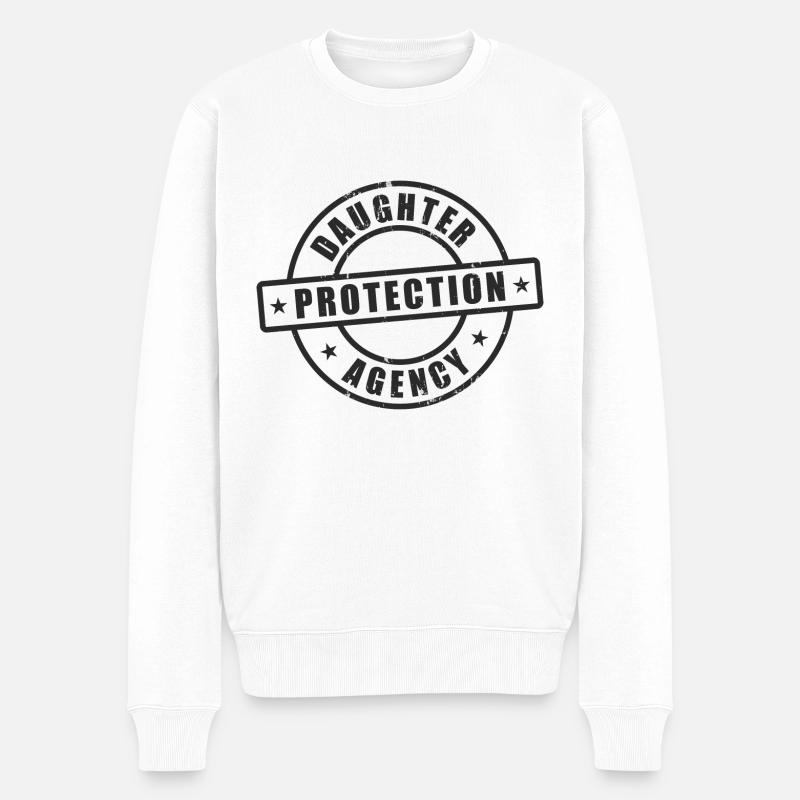 lustiges Siegel der Agentur zum Schutz der Tochter - Männer Premium Bio Pullover - Weiß
