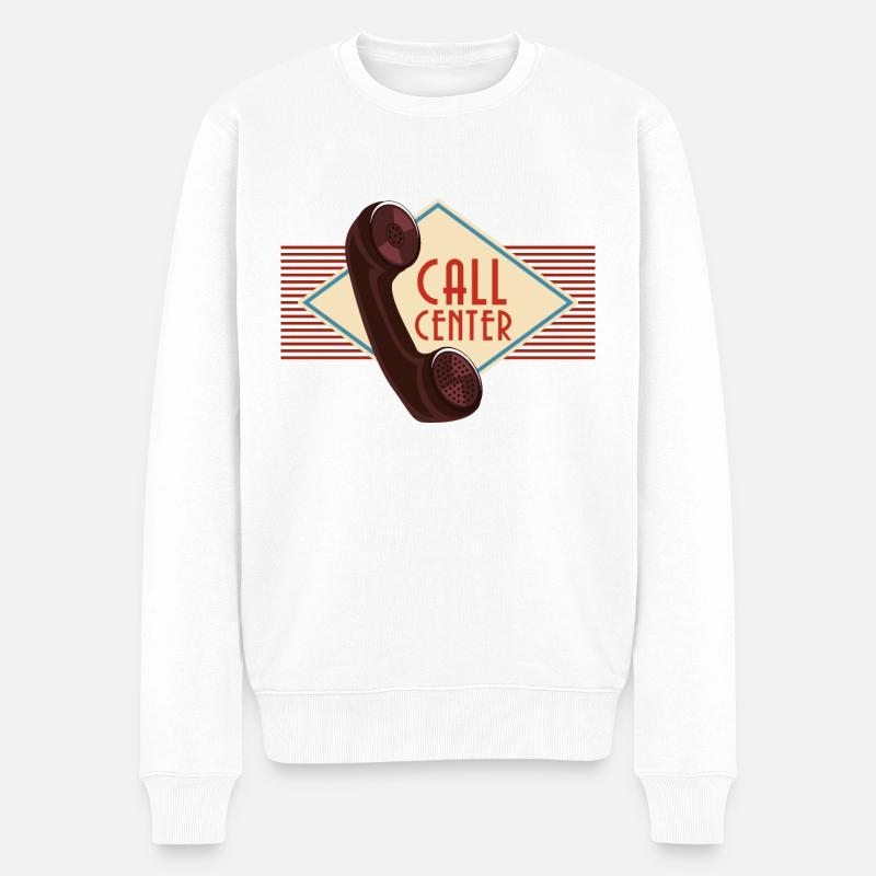 Call Center - Männer Premium Bio Pullover - Weiß