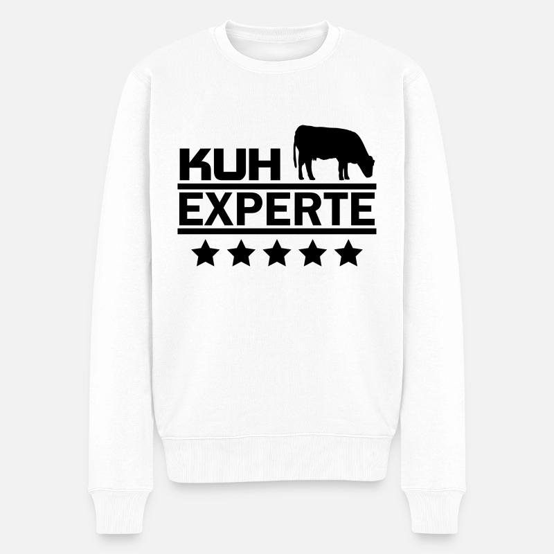 Kuh Experte - Männer Premium Bio Pullover - Weiß