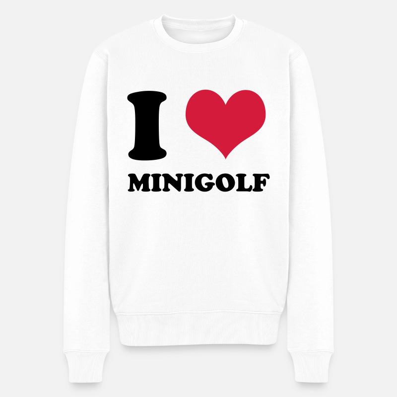I Love Minigolf - Männer Premium Bio Pullover - Weiß
