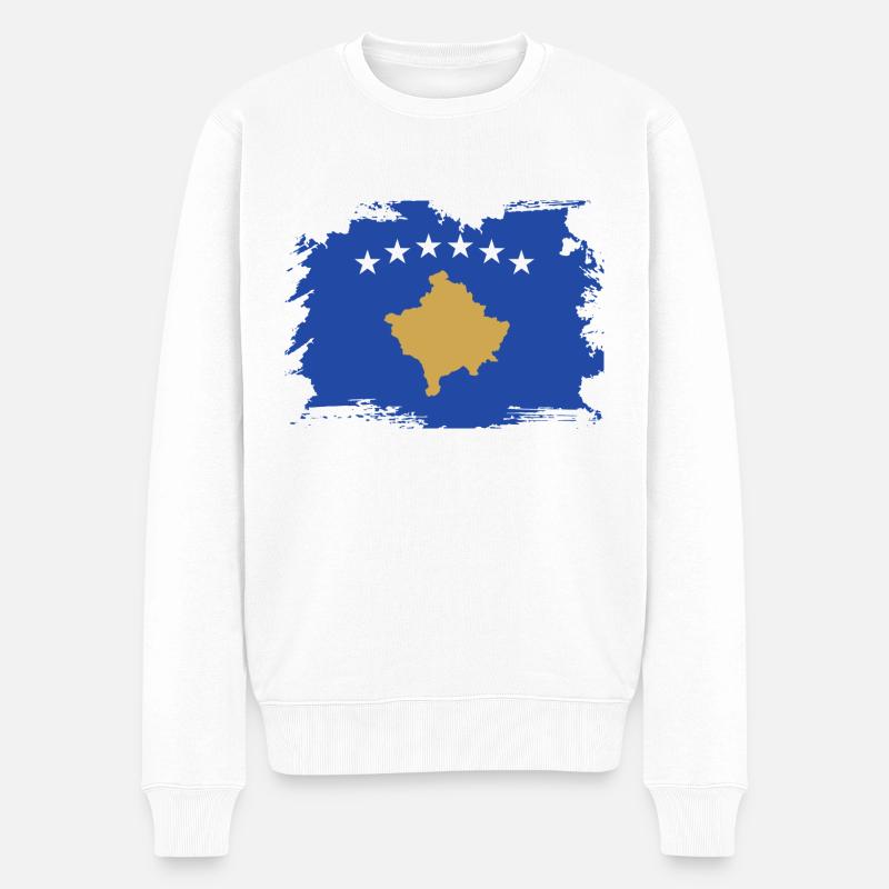 Kosovo Flagge Geschenk - Männer Premium Bio Pullover - Weiß