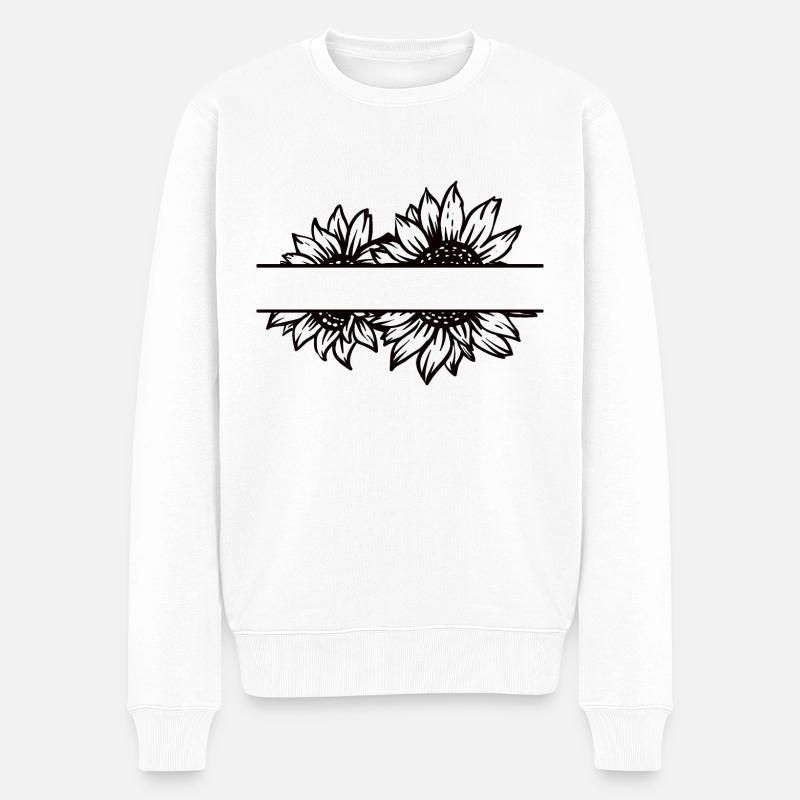 Doppel Sonnenblume split schwarz - Männer Premium Bio Pullover - Weiß