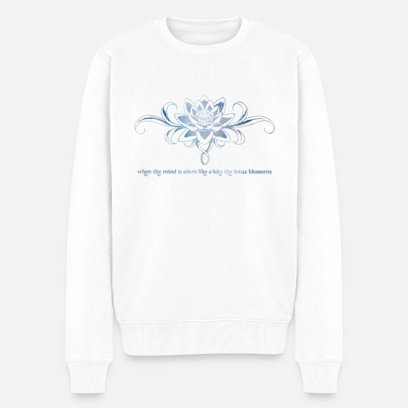 Lotus Blume - Männer Premium Bio Pullover - Weiß
