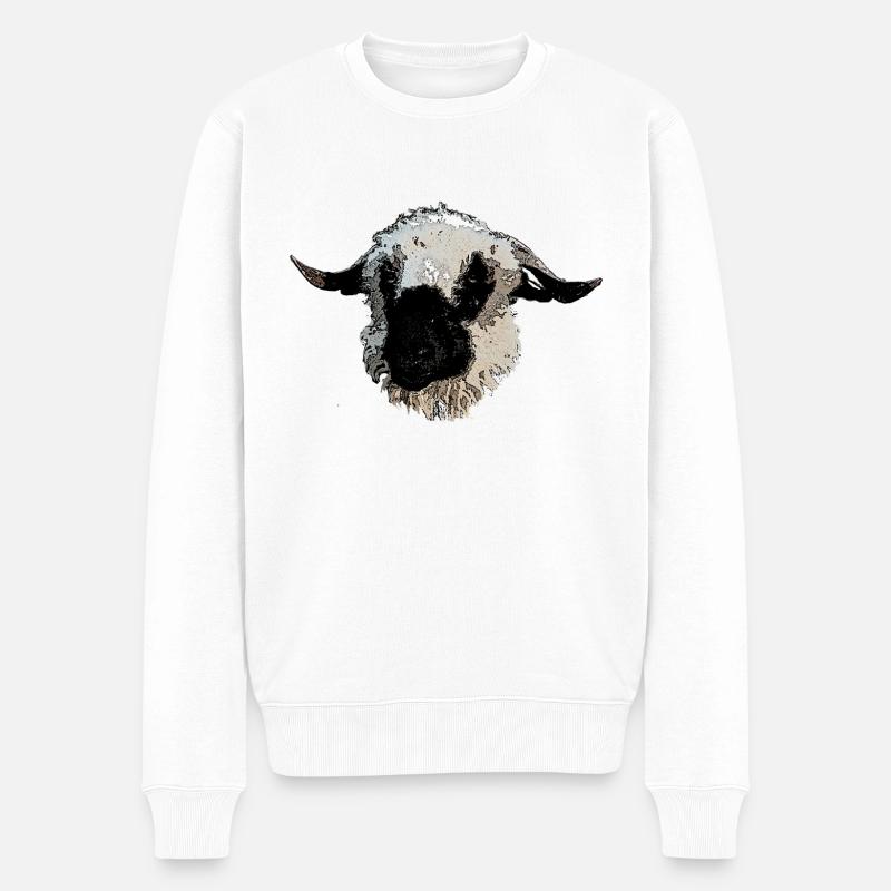 Mouton à nez noir Walliser - Pull Premium bio Homme - blanc