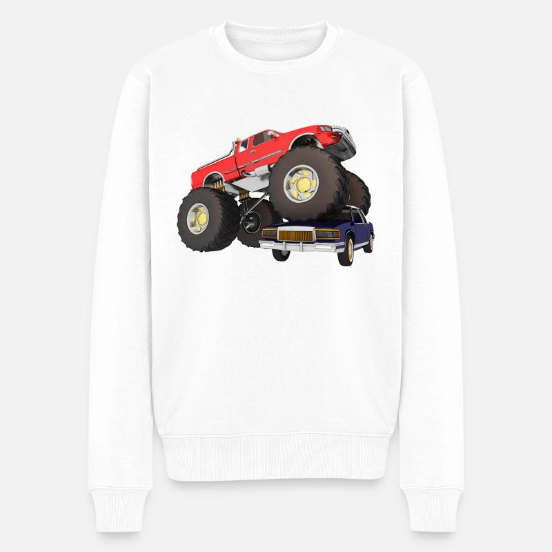 Monstertruck, Geländewagen, Pickup, Van - Männer Premium Bio Pullover - Weiß