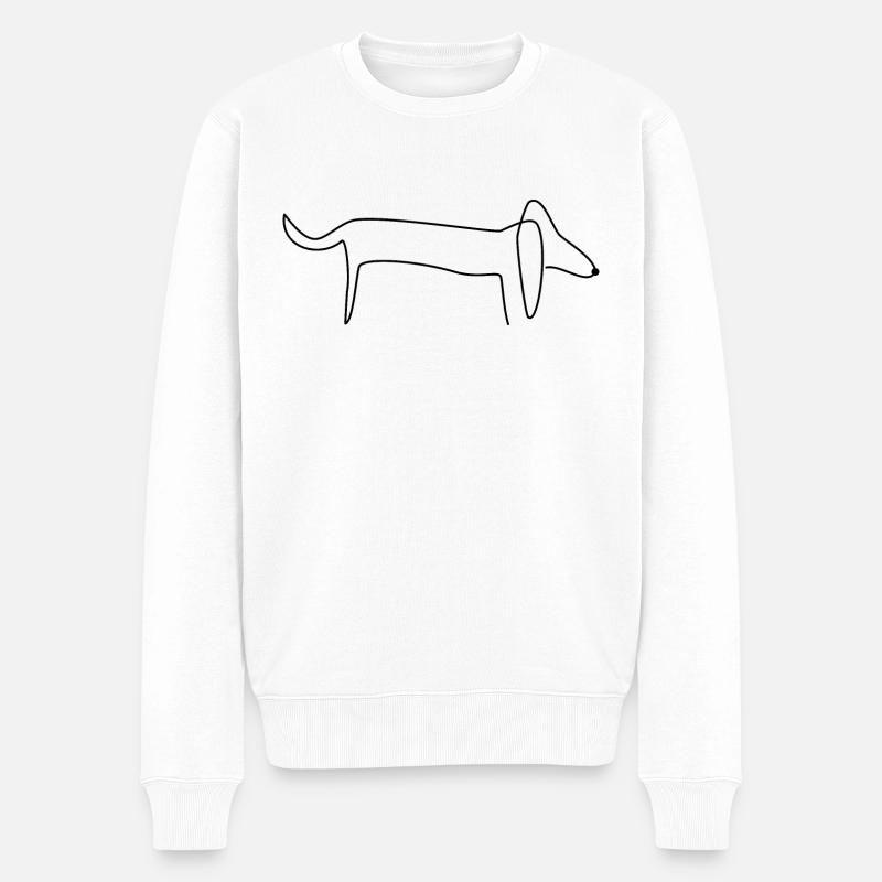 Dackel Dachshund Hundedog line art - Männer Premium Bio Pullover - Weiß