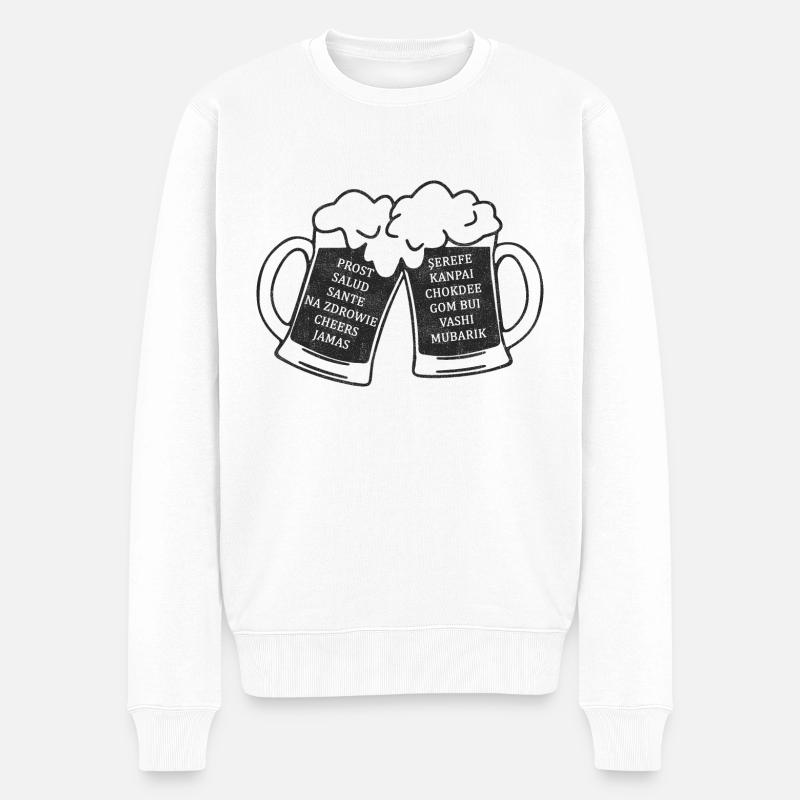 Prost in verschiedenen Sprachen - Männer Premium Bio Pullover - Weiß