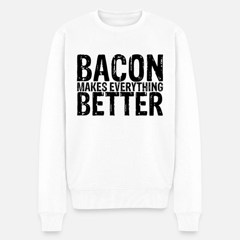 Bacon Makes Everything Better 8 - Männer Premium Bio Pullover - Weiß