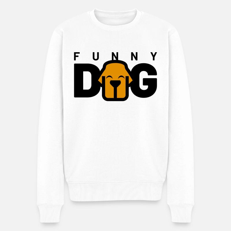 FUNNY DOG - Männer Premium Bio Pullover - Weiß