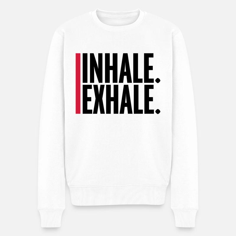 Inspirez expirez Yoga citation - Pull Premium bio Homme - blanc