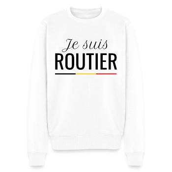 Je suis routier (Belgique) - Pull Premium bio Homme - blanc - Devant - Thijin (182cm)