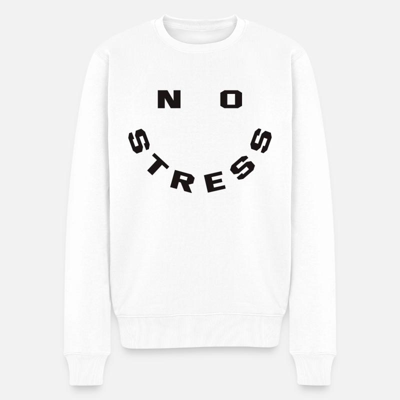 No stress - Männer Premium Bio Pullover - Weiß
