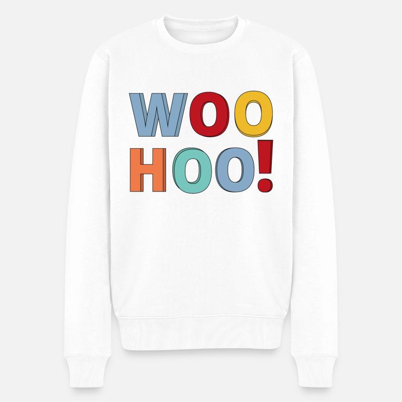 Woohoo Calligraphy text design. - Pull Premium bio Homme - blanc