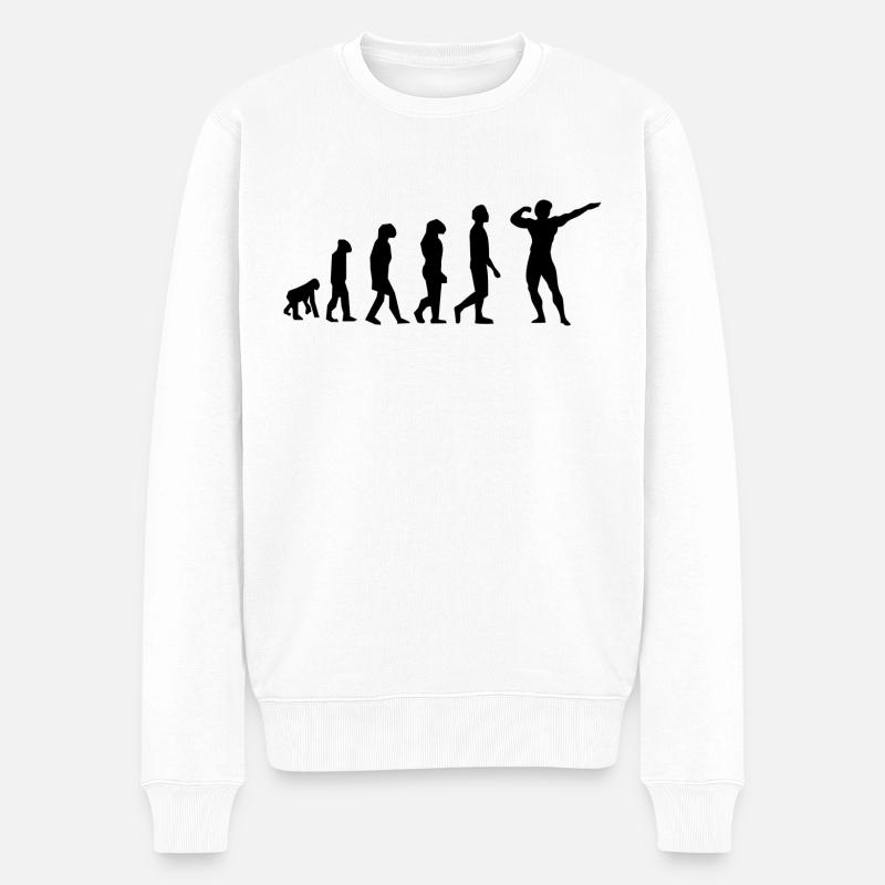 Bodybuilding Evolution - Männer Premium Bio Pullover - Weiß