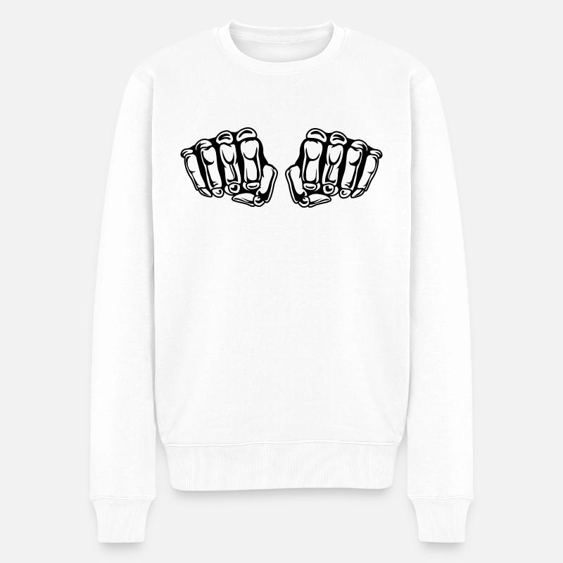 Skull Faust - Männer Premium Bio Pullover - Weiß
