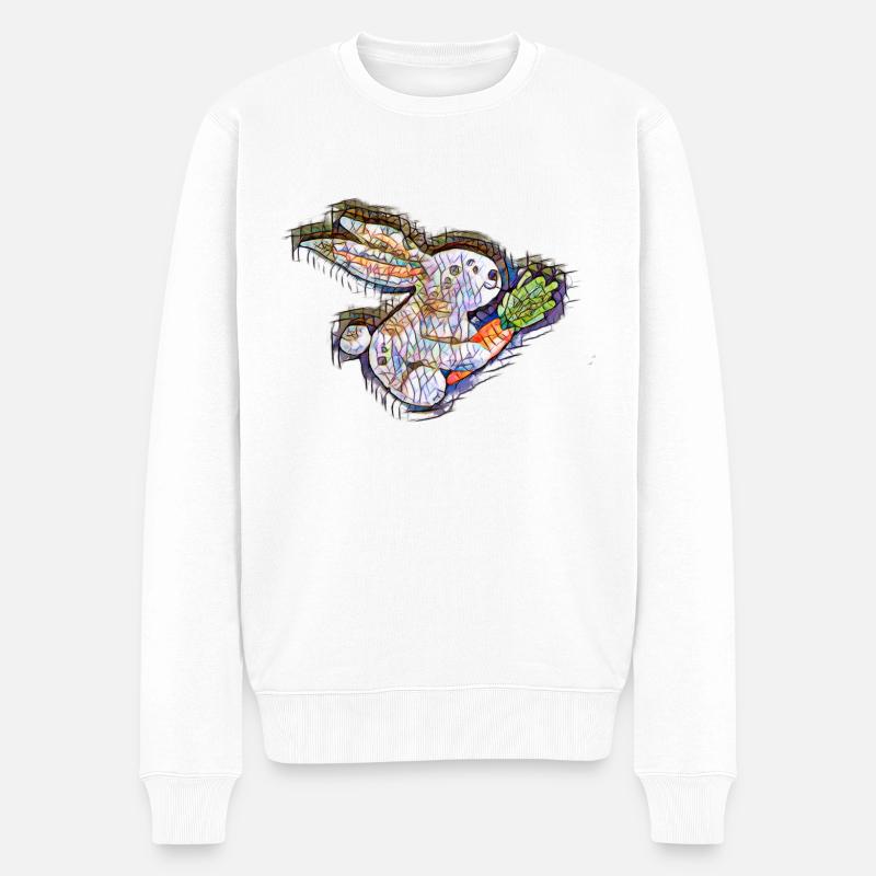 Osterhase mit Möhre - Männer Premium Bio Pullover - Weiß