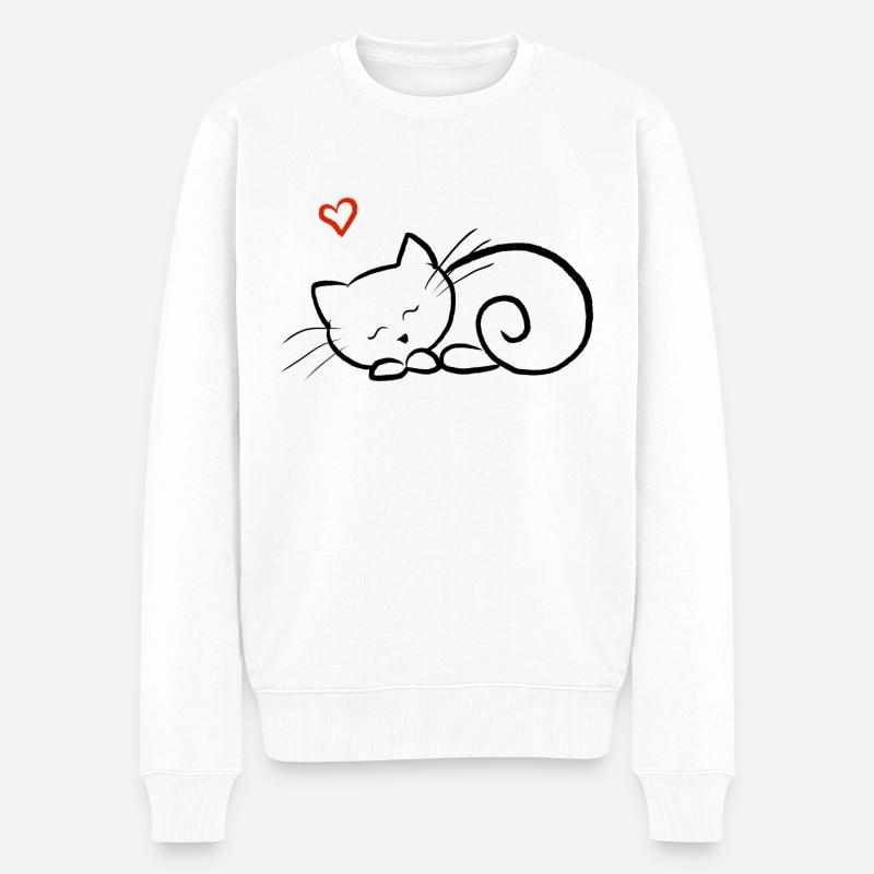 Kätzchen schläft - Männer Premium Bio Pullover - Weiß