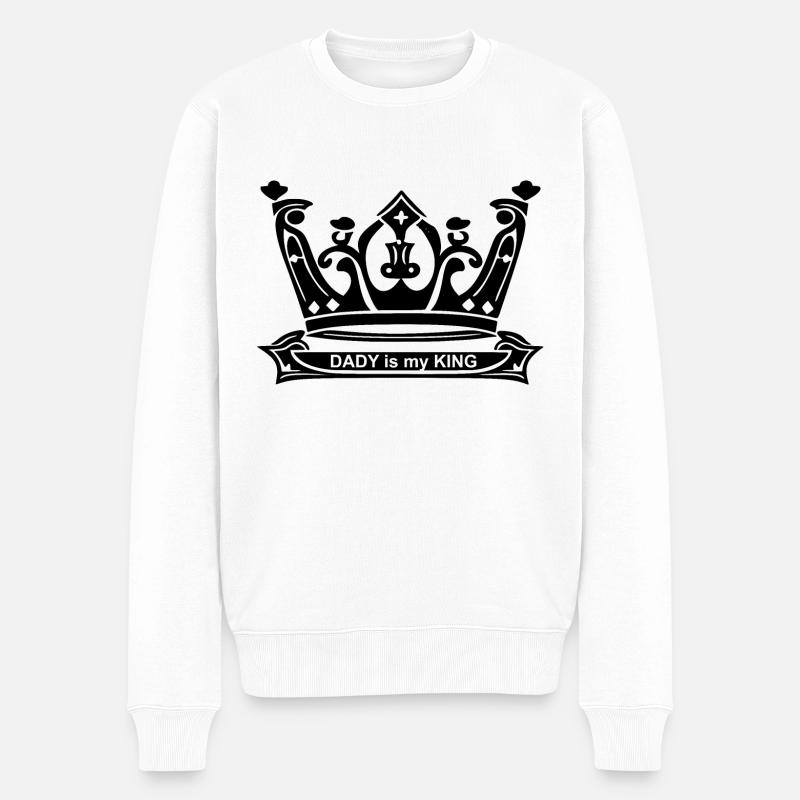 Dady is my King - Männer Premium Bio Pullover - Weiß