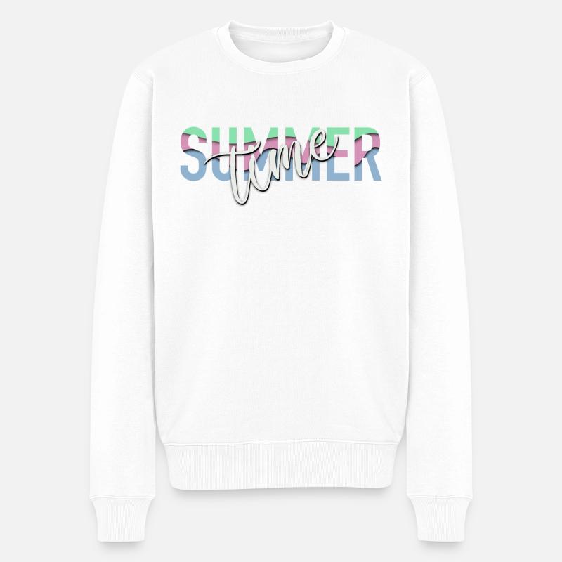Summer time - Sommerzeit - Urlaub - Männer Premium Bio Pullover - Weiß