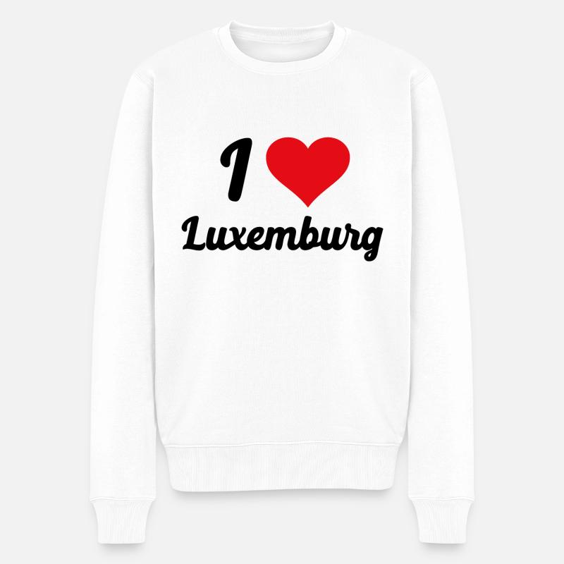 I Love Luxemburg - Männer Premium Bio Pullover - Weiß