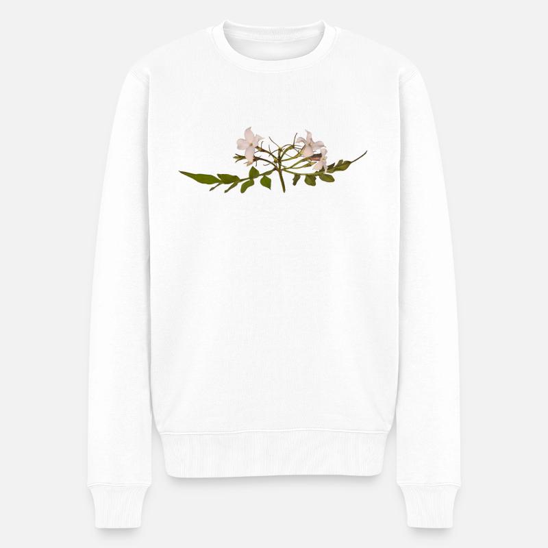 Jasminblüte - Männer Premium Bio Pullover - Weiß